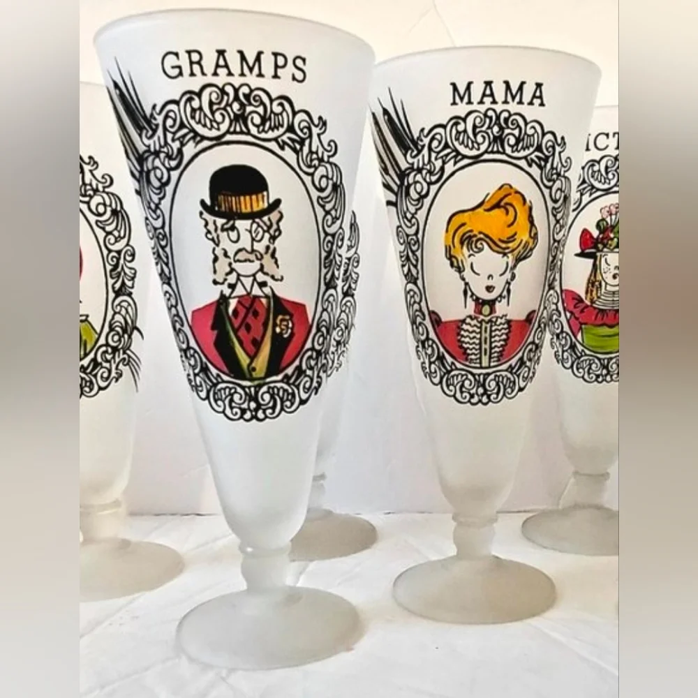 Six Gay Ninties Family Frosted Glasses